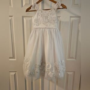 American Princess White flower girl dress